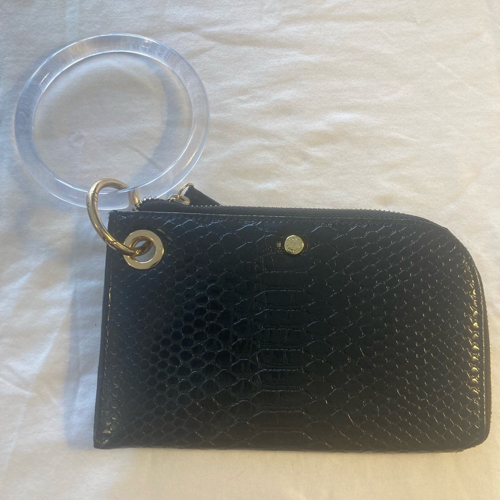 Kate Landry Black Snakeskin Wristlet with Clear Bracelet - EUC - Picture 12 of 15